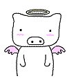 Angels and demons small pig emoticons gif