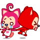 Pink fox cute animated emoticons