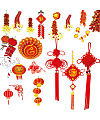 Chinese knot, Chinese firecrackers, Chinese lanterns PSD Free Download