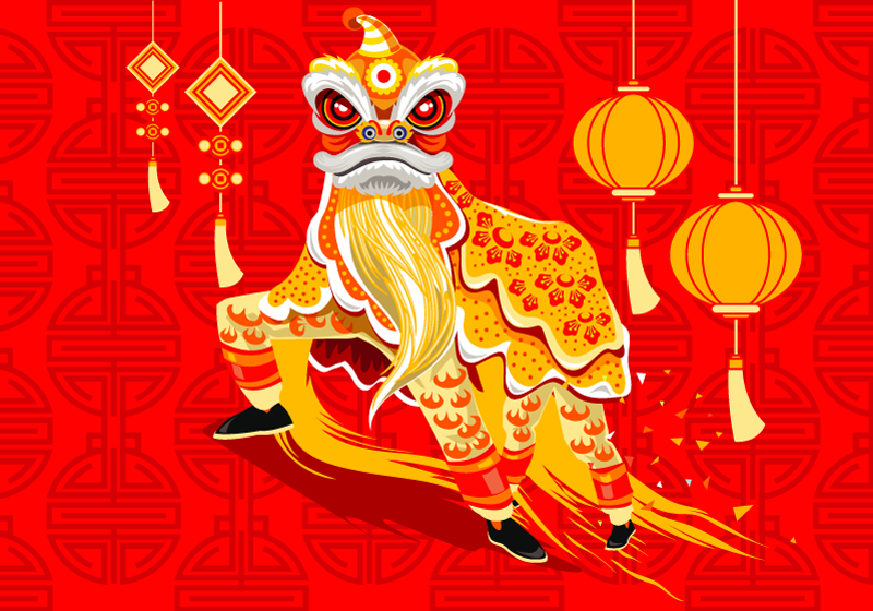 Lion dance graphics EPS Free Download China Illustrations Vectors AI ESP