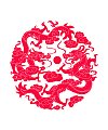 Two Loong are playing with a pearl- Chinese paper-cut art Illustrations Vectors ESP