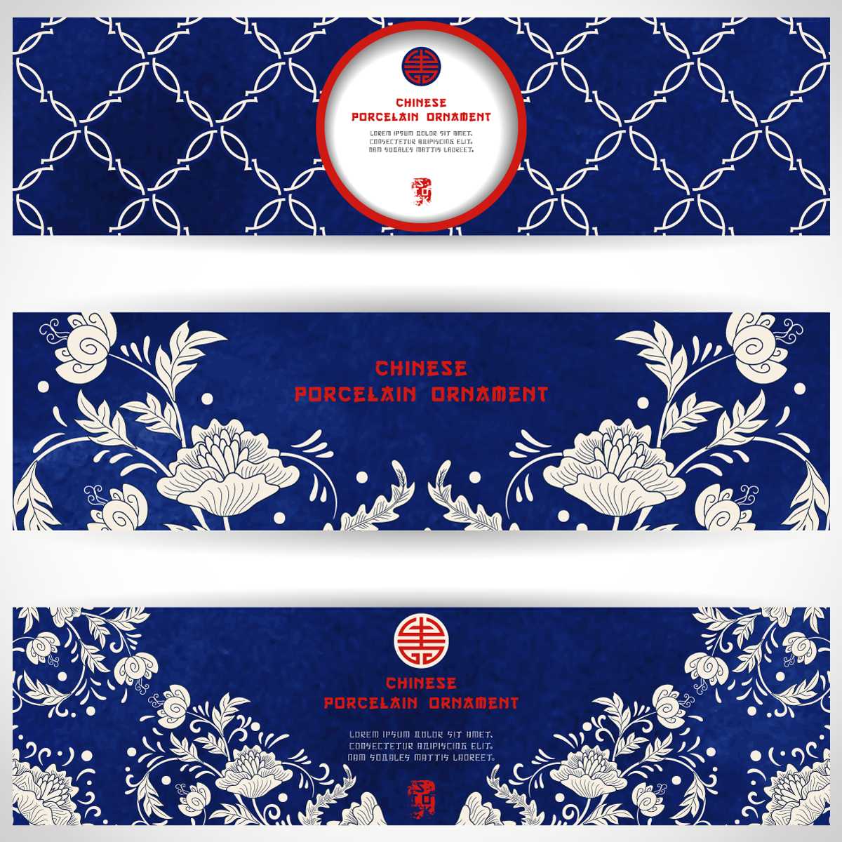 China blue banner design decorative pattern vector material Illustrations Vectors AI ESP