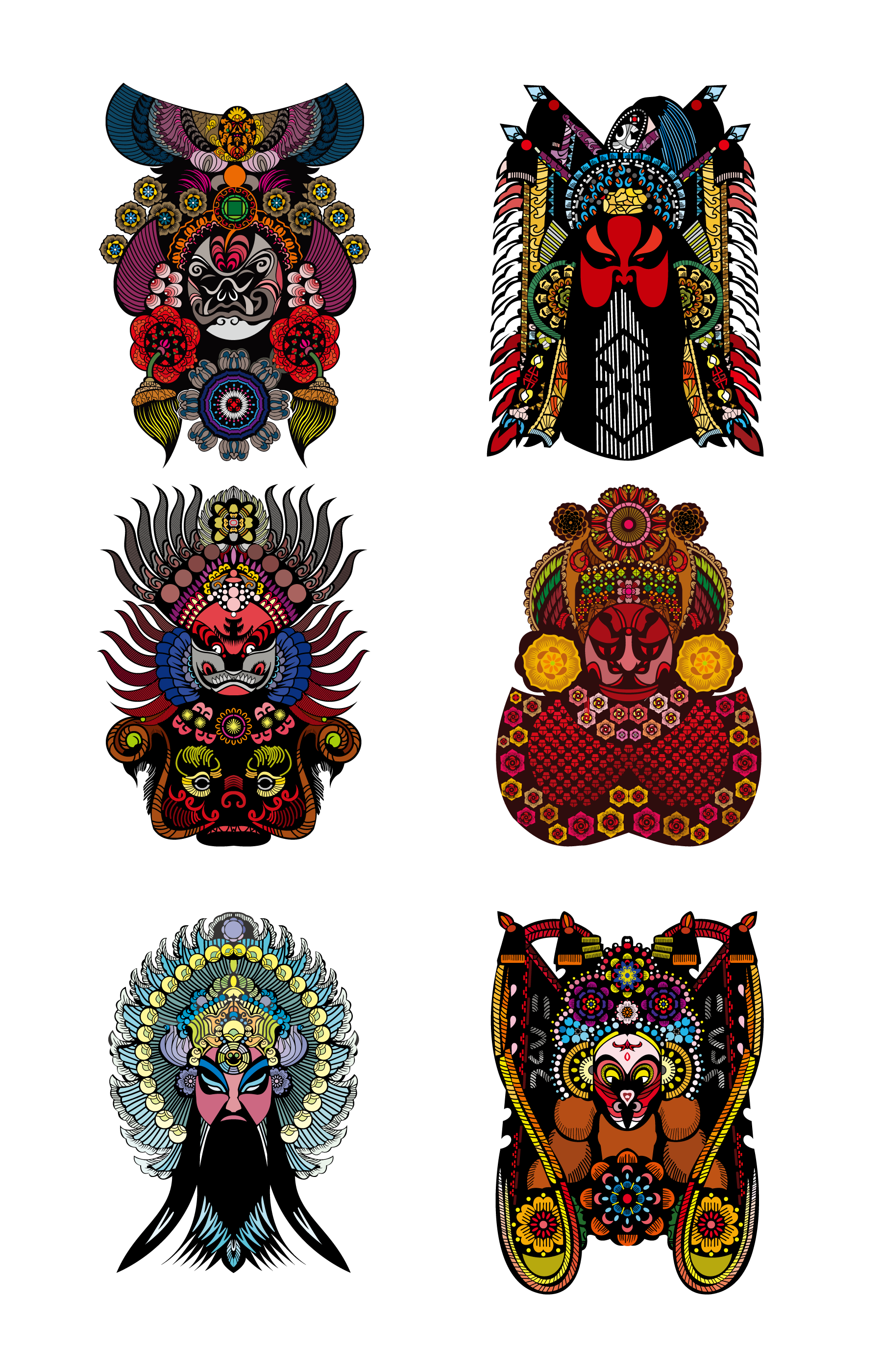 Chinese Peking Opera mask modelling China Illustrations Vectors AI ESP