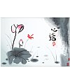 Chinese ink and wash lotus background China Illustrations Vectors AI ESP