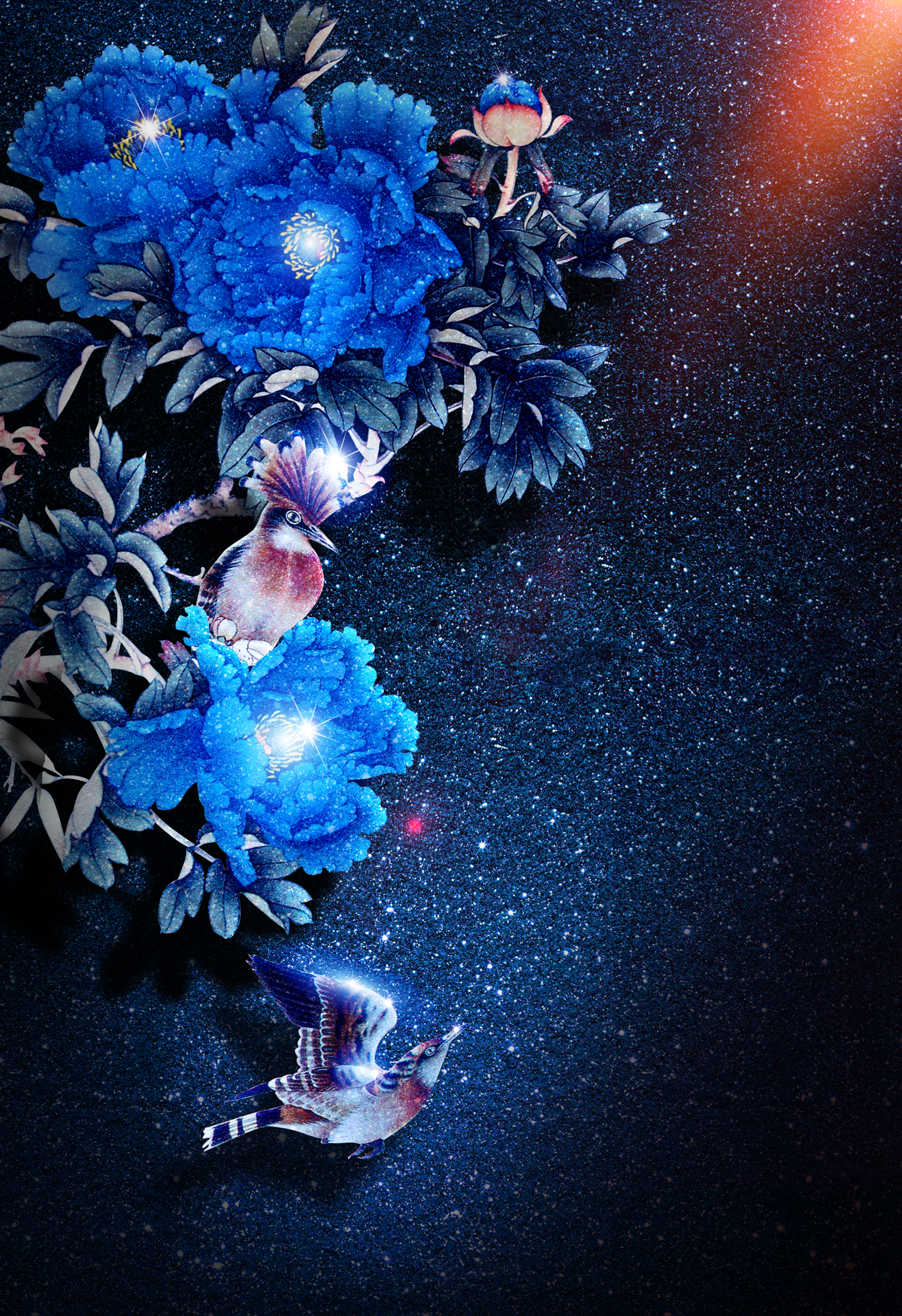 Under the night sky of flowers - China PSD File Free Download