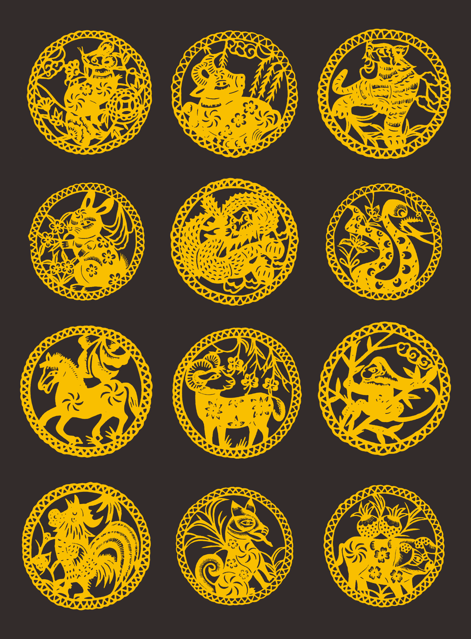 Circular zodiac paper-cut vector Illustrations Vectors AI ESP