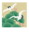 The traditional Chinese painting style cranes -Illustrations Vectors AI Free Download
