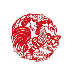 Permalink to The design of the cock Chinese paper-cut art Illustrations Vectors AI ESP