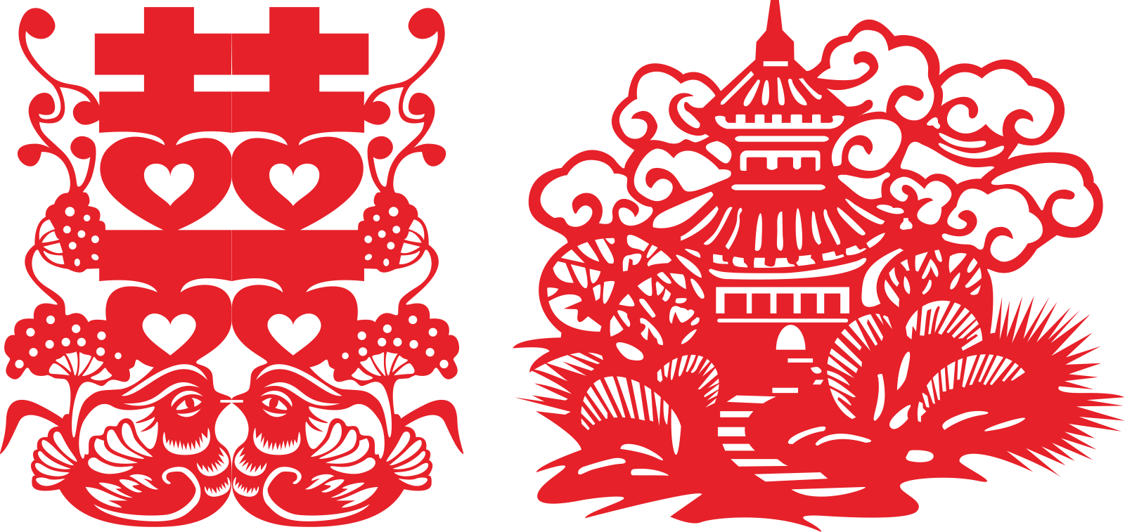 Beautiful Chinese traditional wedding papercutting art design