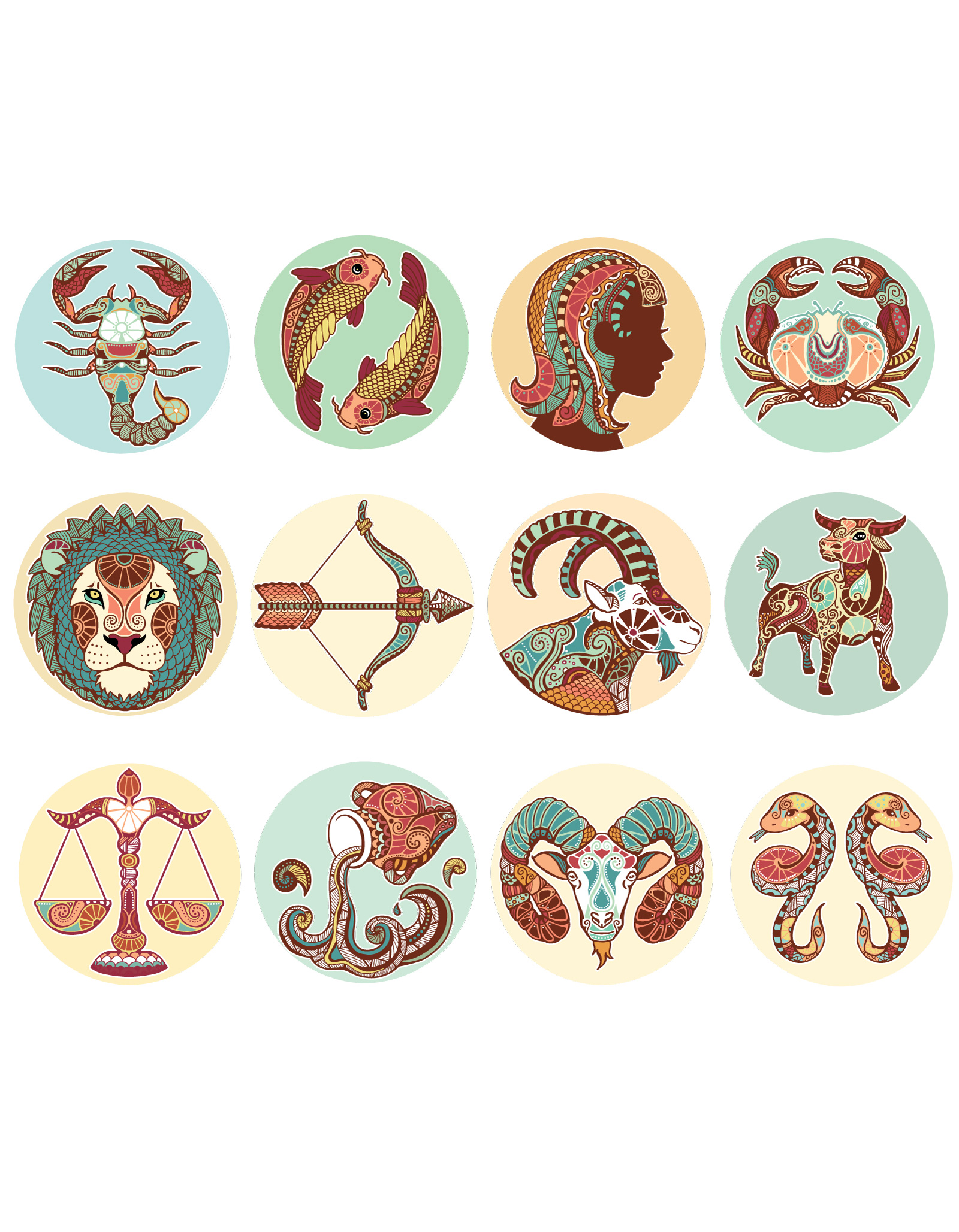 Printed hand-painted decorative pattern design of the zodiac China Illustrations Vectors AI ESP