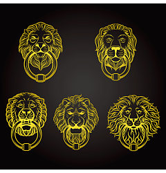 Permalink to Yellow lion shaped knocker vector design  Illustrations Vectors AI ESP Free Dowload