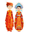 The traditional Chinese wedding ceremony the bride and groom cartoon image Illustrations Vectors AI ESP