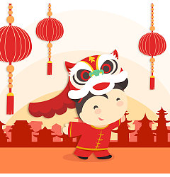 Permalink to Lovely boy lion dance cartoon image – China Illustrations Vectors AI ESP Free Download