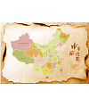Retro style parchment on the map of China -China PSD File Free Download