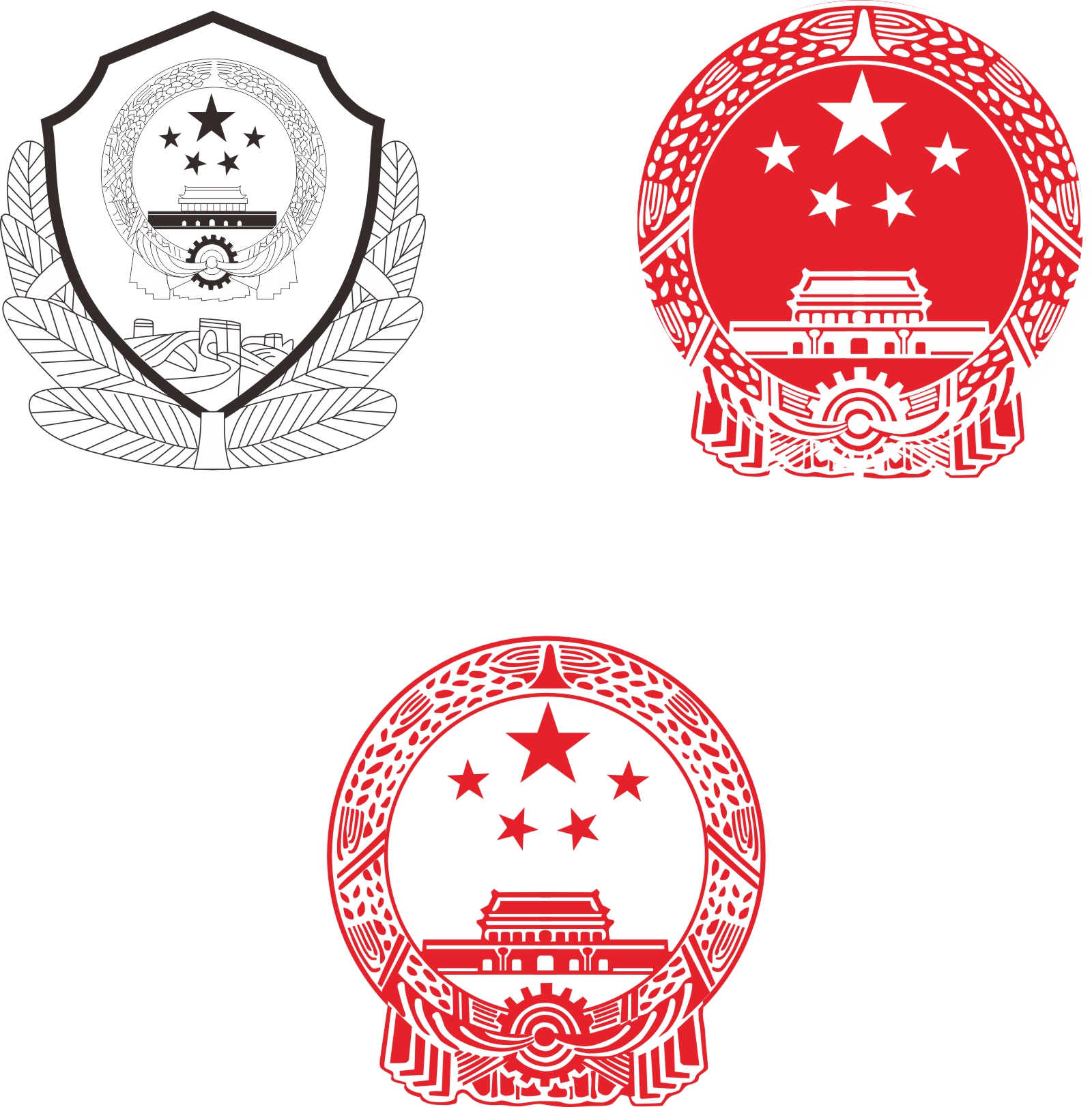 China's state insignia and police insignia CorelDRAW Vectors Free Download