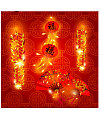 Chinese red – holiday festival decorations – firecrackers – fans China Illustrations Vectors AI ESP