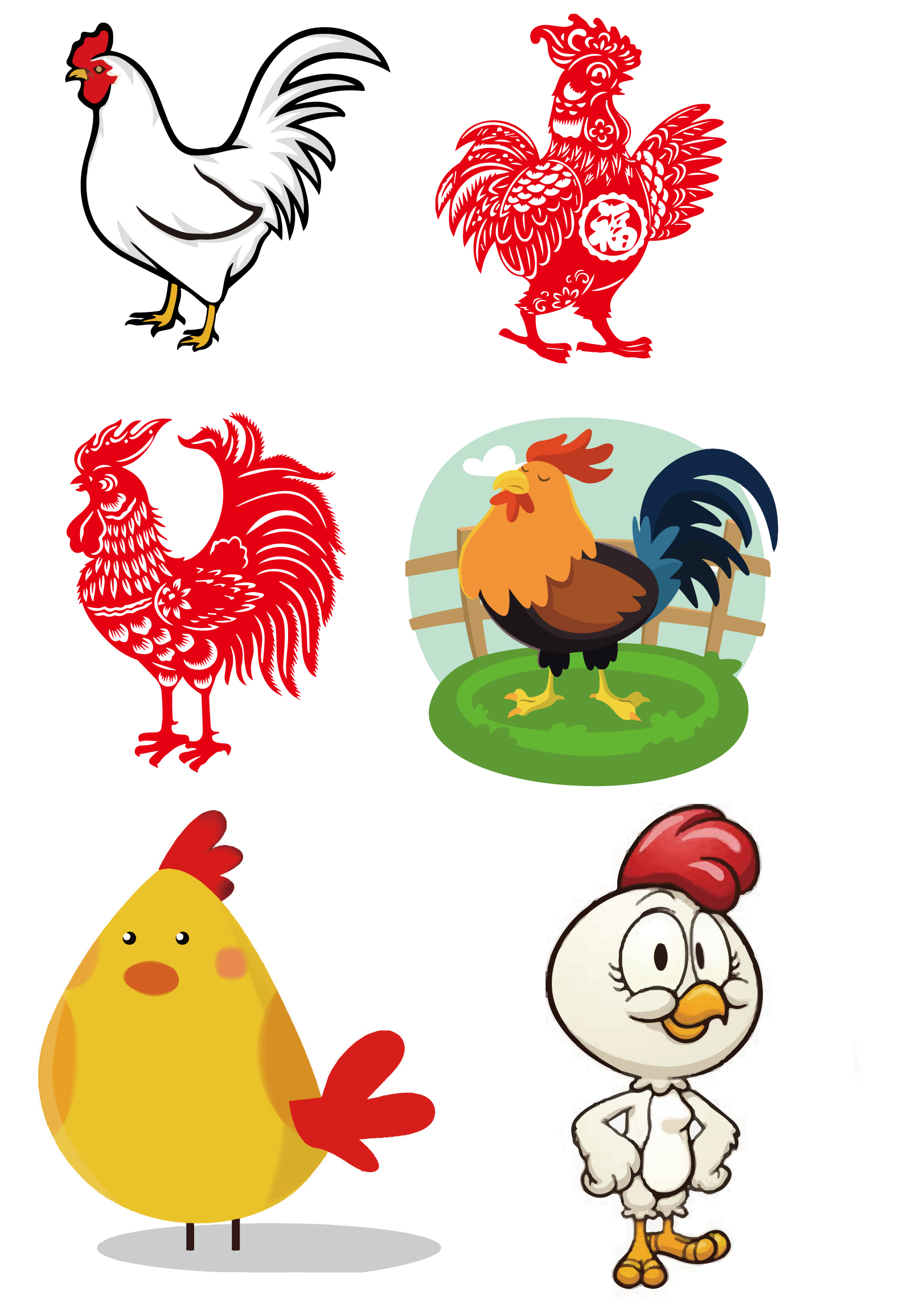 Cock, Chicken Illustrations Vectors AI ESP Free Download