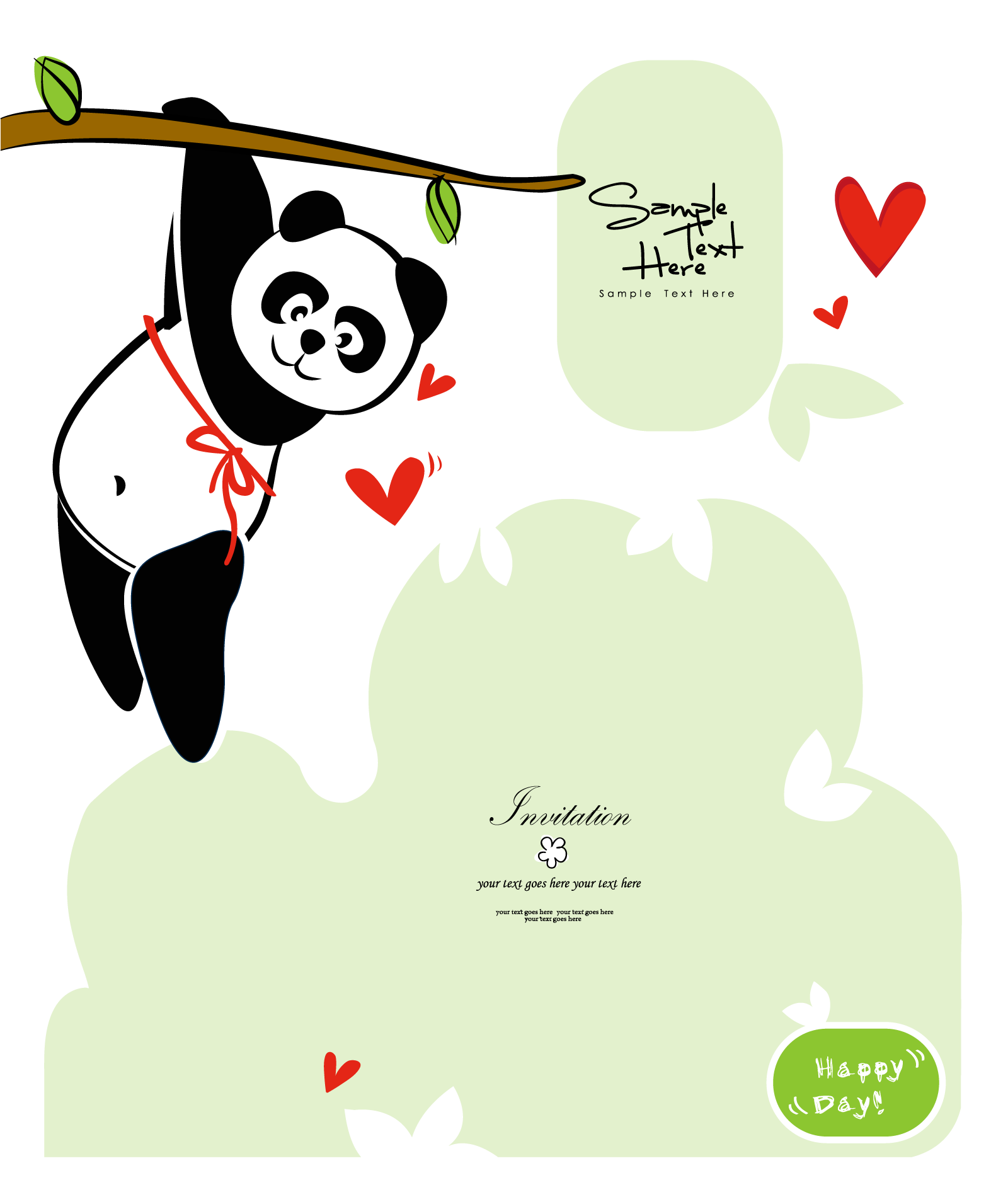 Super cute Chinese panda card China Illustrations Vectors AI ESP