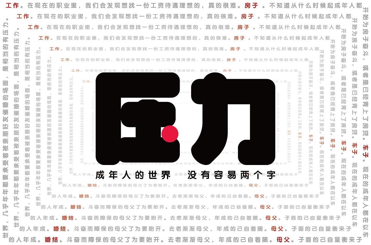 Chinese Creative Font Design-No matter how great the pressure is, we must resist it.