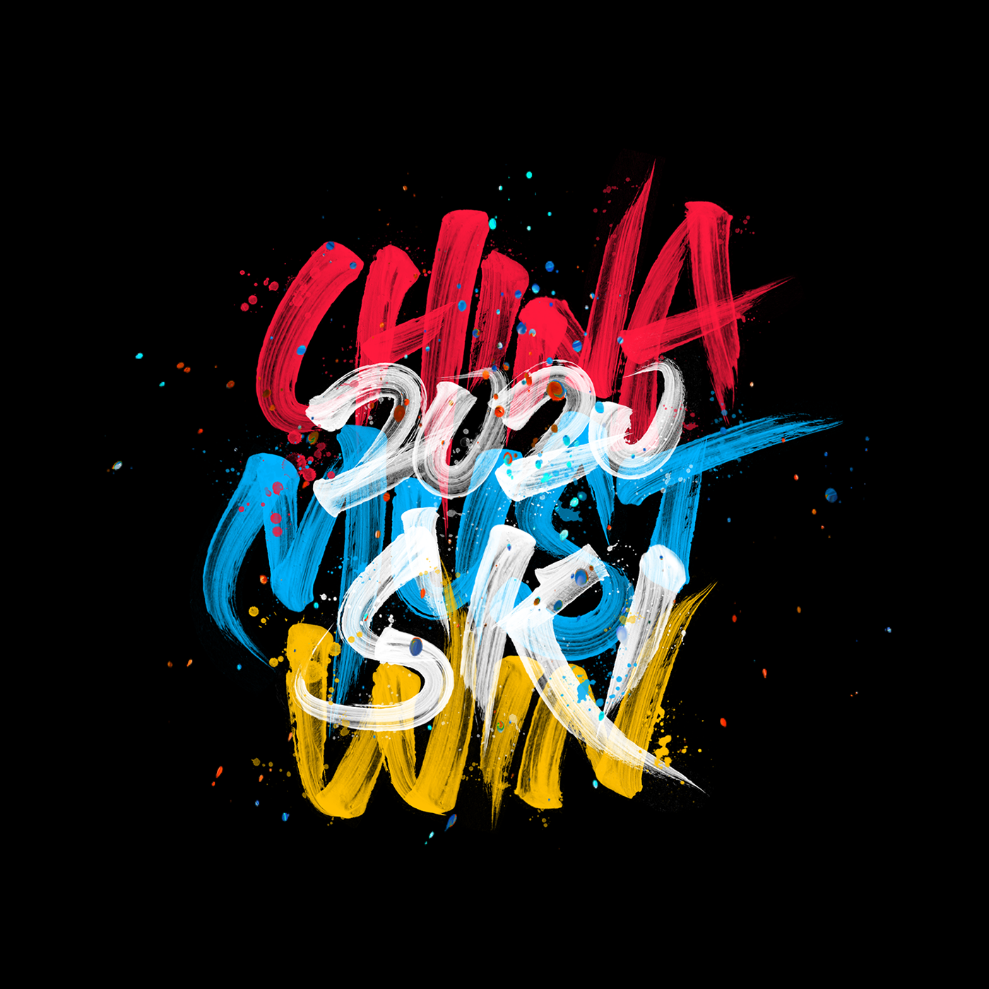 Design of splash-ink font with strong color sense