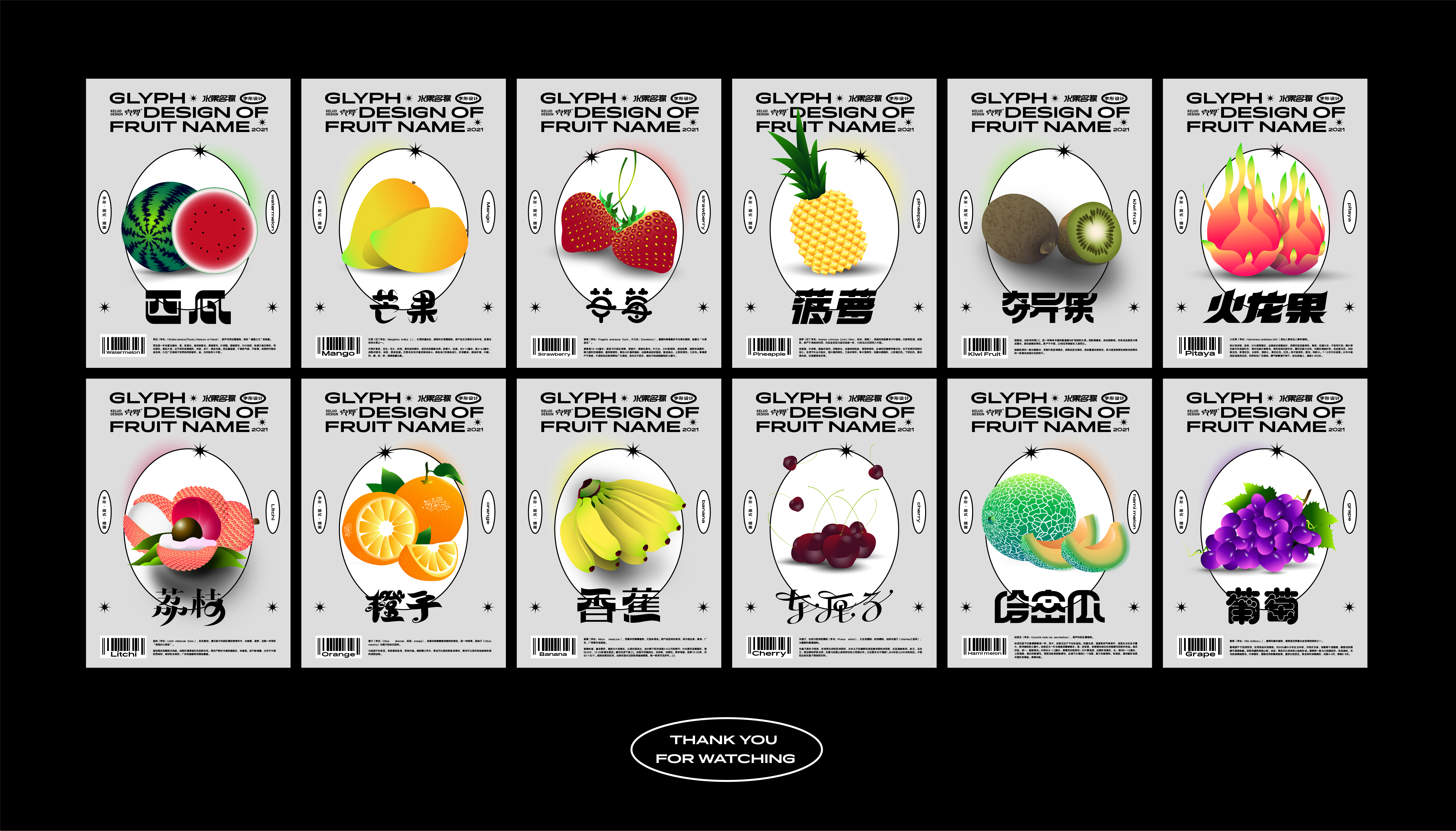 Font design of fruit name series poster